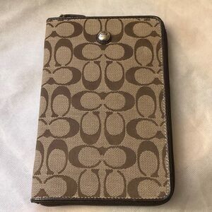 Coach Brown and Tan Signature Pattern Tablet Case